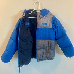 North Face reversible puffer coat, Toddler size 5, Blue & Gray